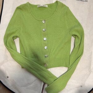 Live The Process Lime Buttoned Cardigan